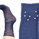 Sienna Pearl Mesh Quarter Crew - Steel Blue