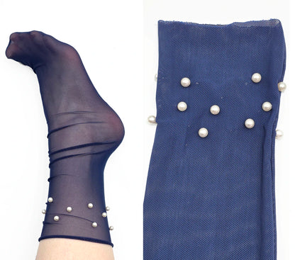 Sienna Pearl Mesh Quarter Crew - Steel Blue
