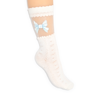 Sheer Bow Knit Crew Sock