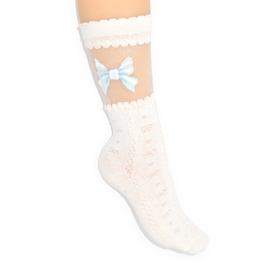 Sheer Bow Knit Crew Sock