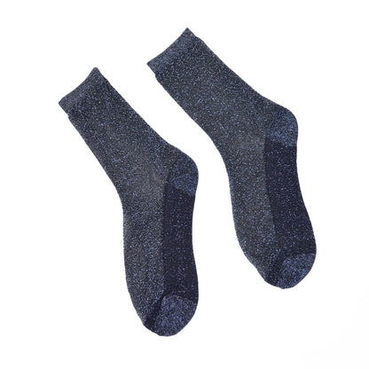 Pair of Tiffany Midnight sheer sparkle socks on a white background.