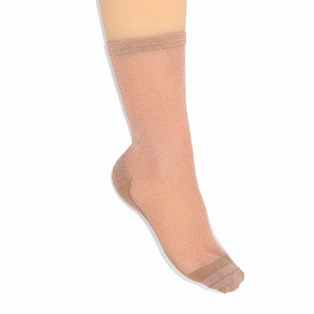 rose gold sheer sock on a white background