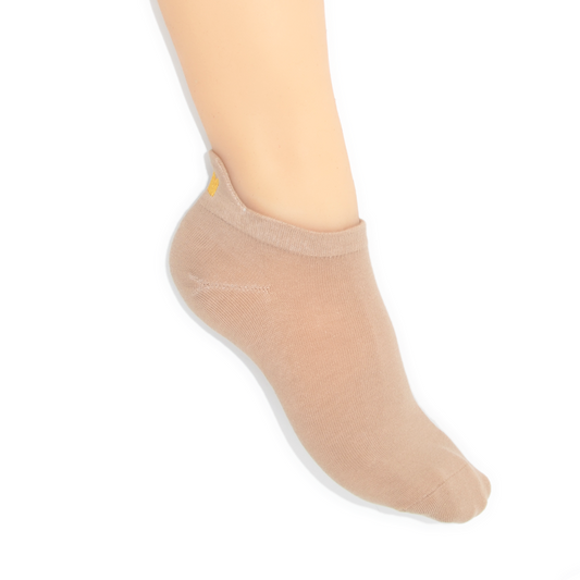 No Show Embroidered Tab Sock Fawn