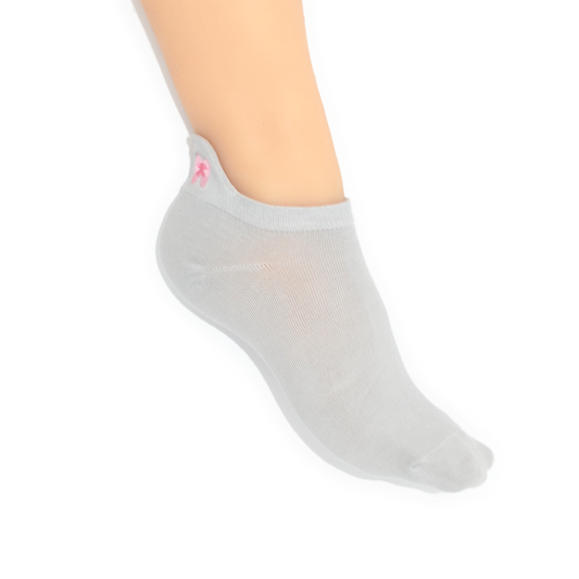 No Show Embroidered Tab Sock Grey
