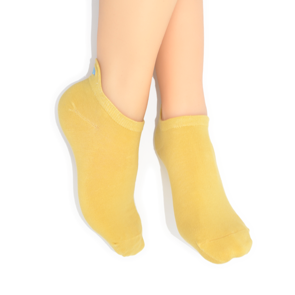 No Show Embroidered Tab Sock Mustard
