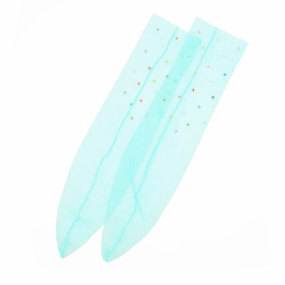 Yasmin Diamanté Tulle Mesh Sock - Teal