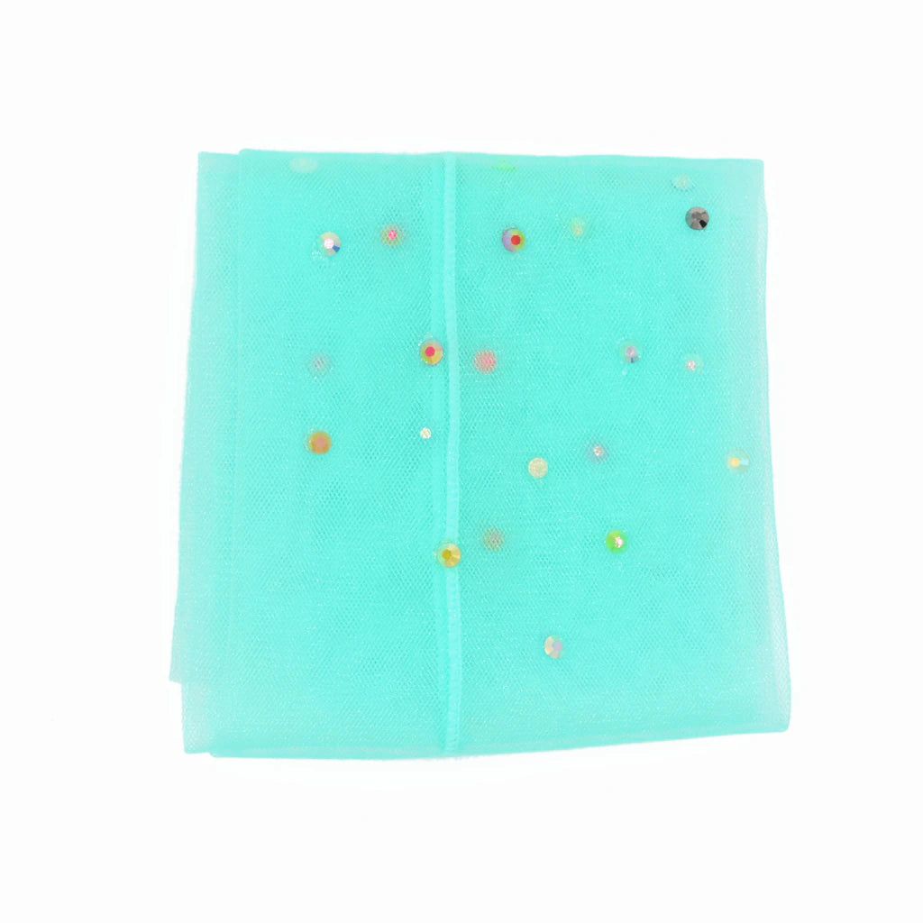 Yasmin Diamanté Tulle Mesh Sock - Teal