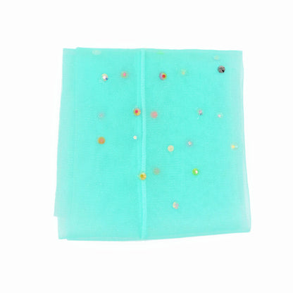 Yasmin Diamanté Tulle Mesh Sock - Teal