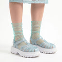 Yasmin Diamanté Tulle Mesh Sock - Teal