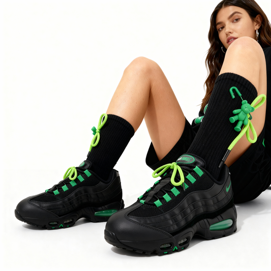 Teddy Bow Charm Quarter Crew Socks - Black