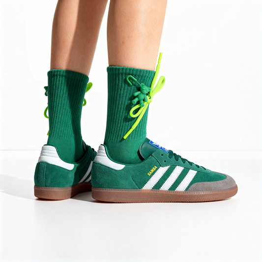 Teddy Bow Charm Quarter Crew Socks - Green