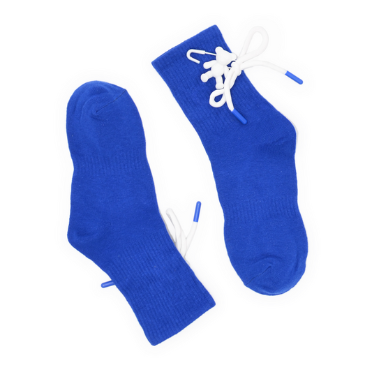 Teddy Bow Charm Quarter Crew Socks - Blue