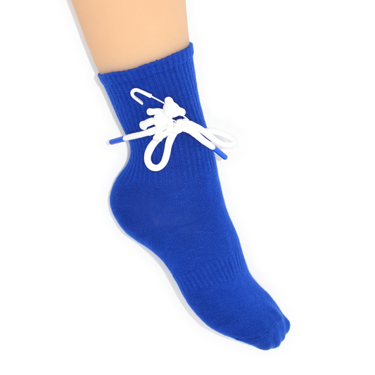 Teddy Bow Charm Quarter Crew Socks - Blue