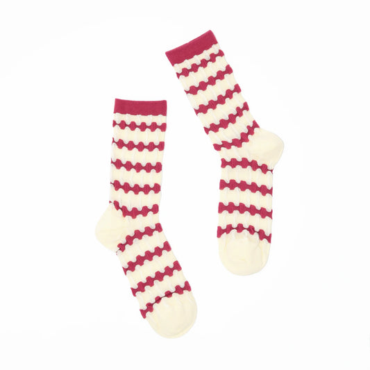 Stella Origami Stripe Crew Sock - Burgundy