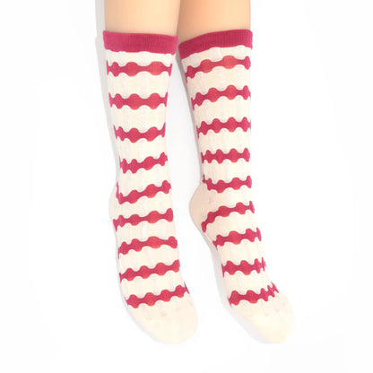 Stella Origami Stripe Crew Sock - Burgundy