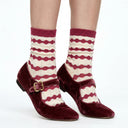 Stella Origami Stripe Crew Sock - Burgundy