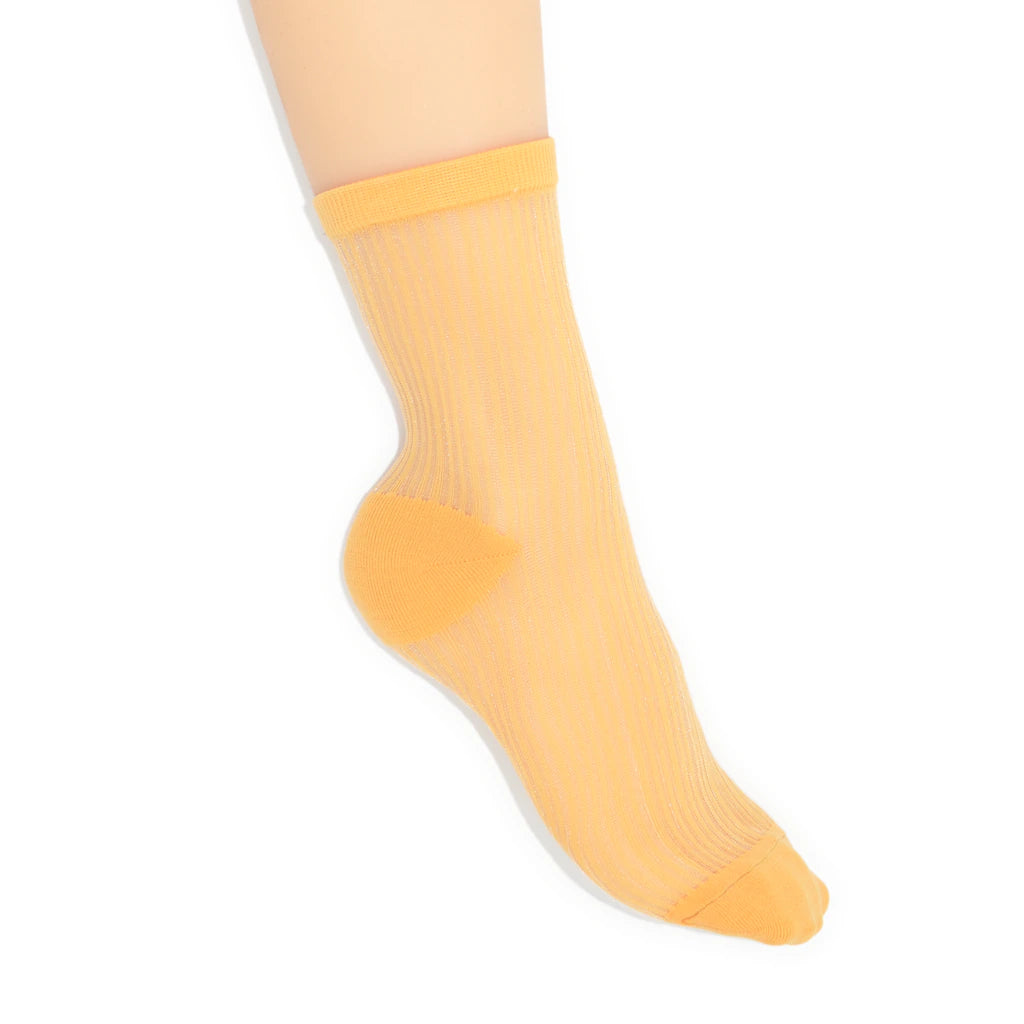Yellow sock on a white background