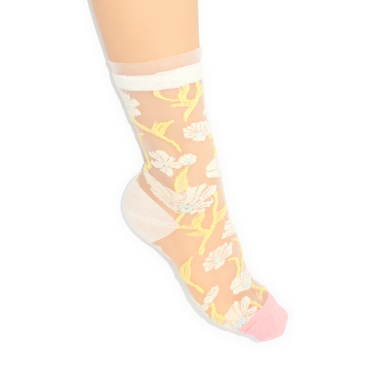 Sunshine Daisy Sheer Crew Sock