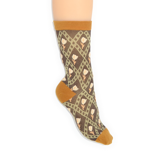 Retro Garden Lattice Crew Sock