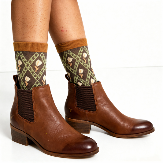 Retro Garden Lattice Crew Sock