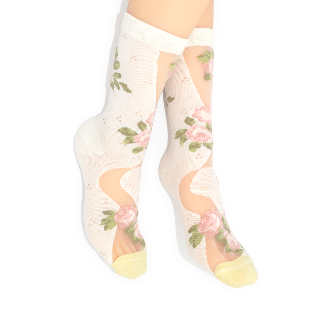 Rose Garden Sheer Quarter Crew Sock