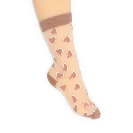 Sheer Heart Crew Socks - Cocoa