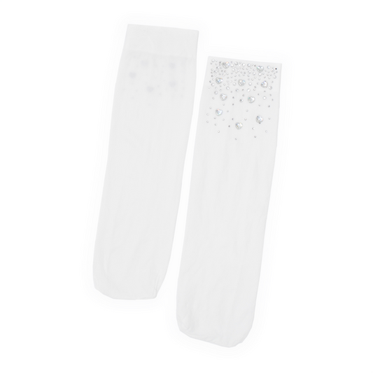 Crystal Heart Crew Socks - White
