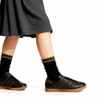 Alice Ribbed Double Lettuce Crew - Black