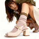 Alice Ribbed Double Lettuce Crew - Pink