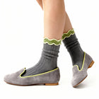 Alice Ribbed Double Lettuce Crew - Dark Grey
