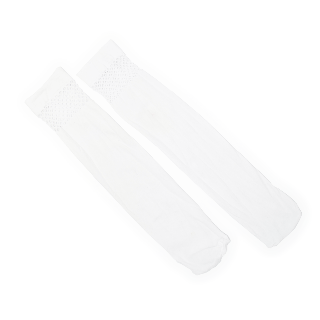 Knee High Fishnet Top Sock - White