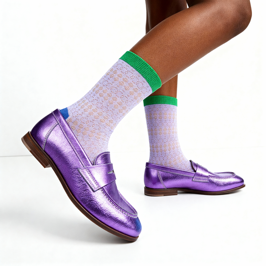 Colour Pop Textured Quarter Crew Socks - Lilac
