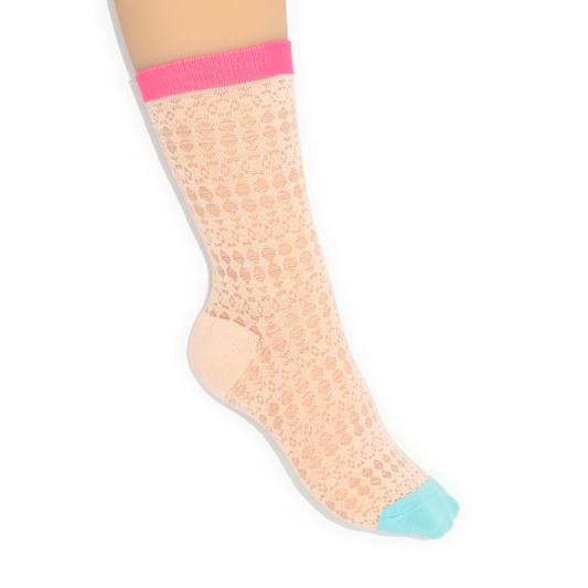 Colour Pop Textured Quarter Crew Socks - Pink