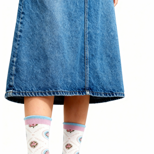 Rosette Knit Crew Socks