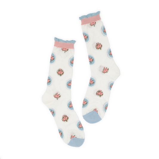 Rosette Knit Crew Socks