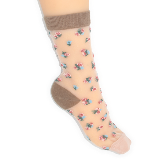 Rosette Sheer Crew Socks