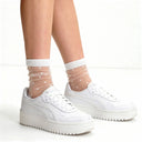 Emily Sheer Dot Quarter Crew - White