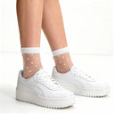Emily Sheer Dot Quarter Crew - White